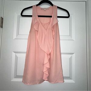 Guess Ruffle Cascade Front Sleeveless Shirt Blouse Top
